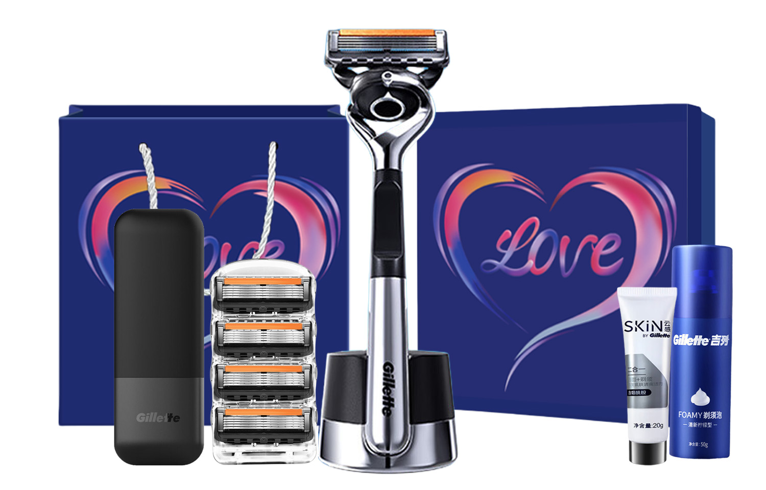 Мужской подарочный набор: бритва Gillette Fusion 5 ProGlide с технологией FlexBall+ сменные кассеты с пятью лезвиями + подставка