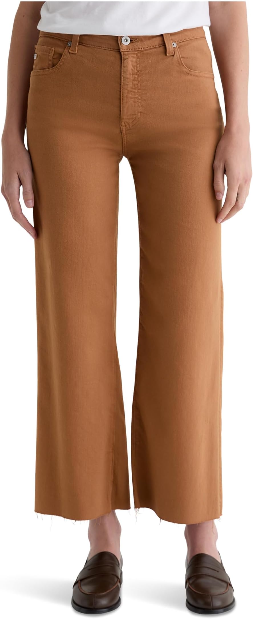 

Брюки AG Jeans Saige Mid Rise Wide Leg Crop In Ginger, цвет Ginger