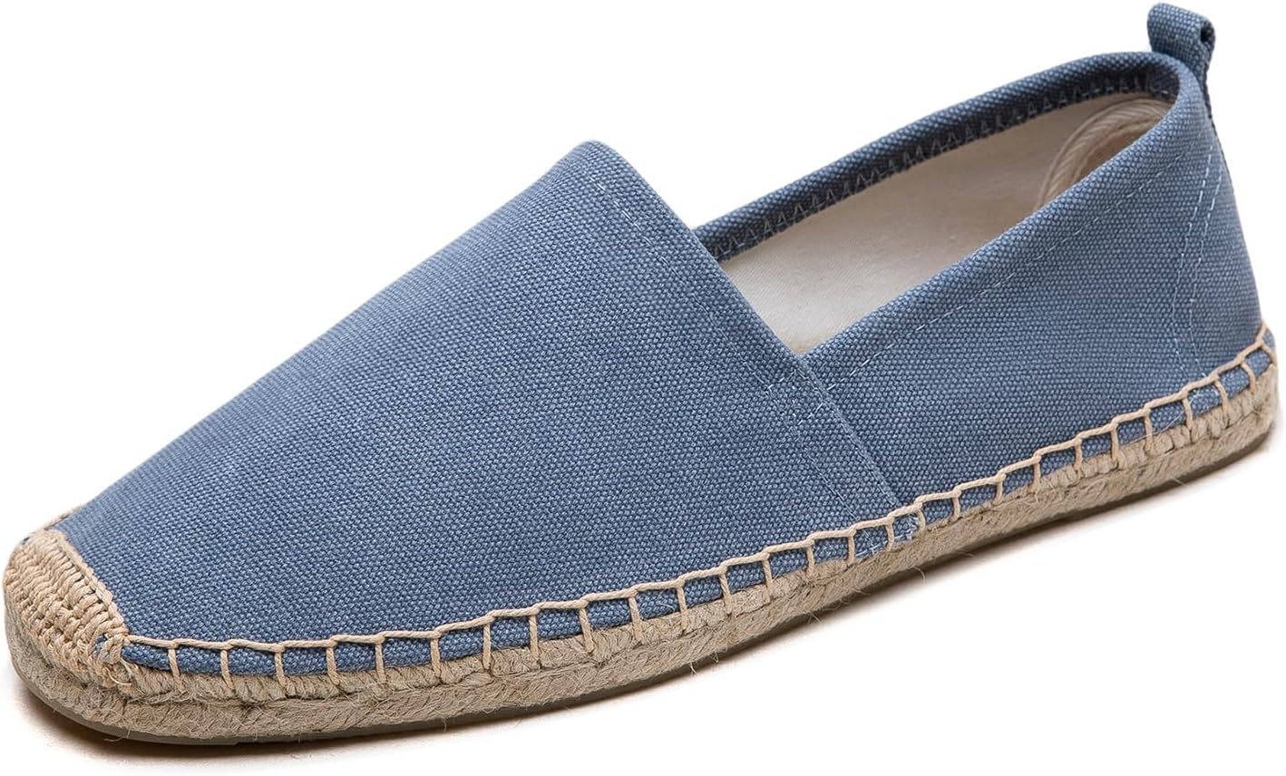 

Мужские плоские эспадрильи- мужские кроссовки, повседневные удобные льняные туфли, веганские брезентовые туфли, мужские плоские туфли, не скользящая подошва, подходящая для лета, весны, осени, любого сценария Eobzunu, синий