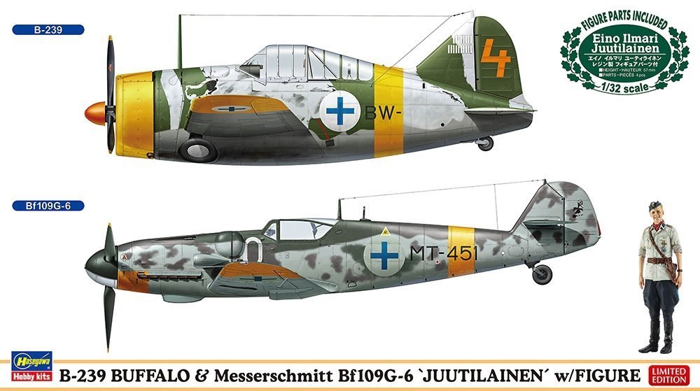 

Hasegawa 02439 P-239 Buffalo & Messerschmitt Bf109G-6 'Juutillainen' с рис. 1/72