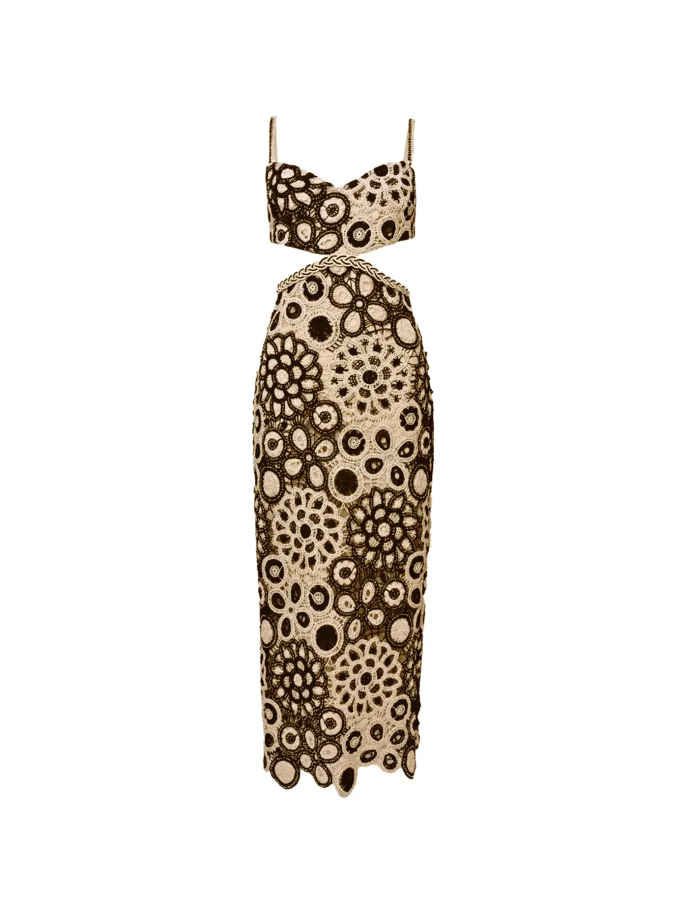 

Коралловое вязаное крючком миди-платье с вырезами Patbo, бежевый