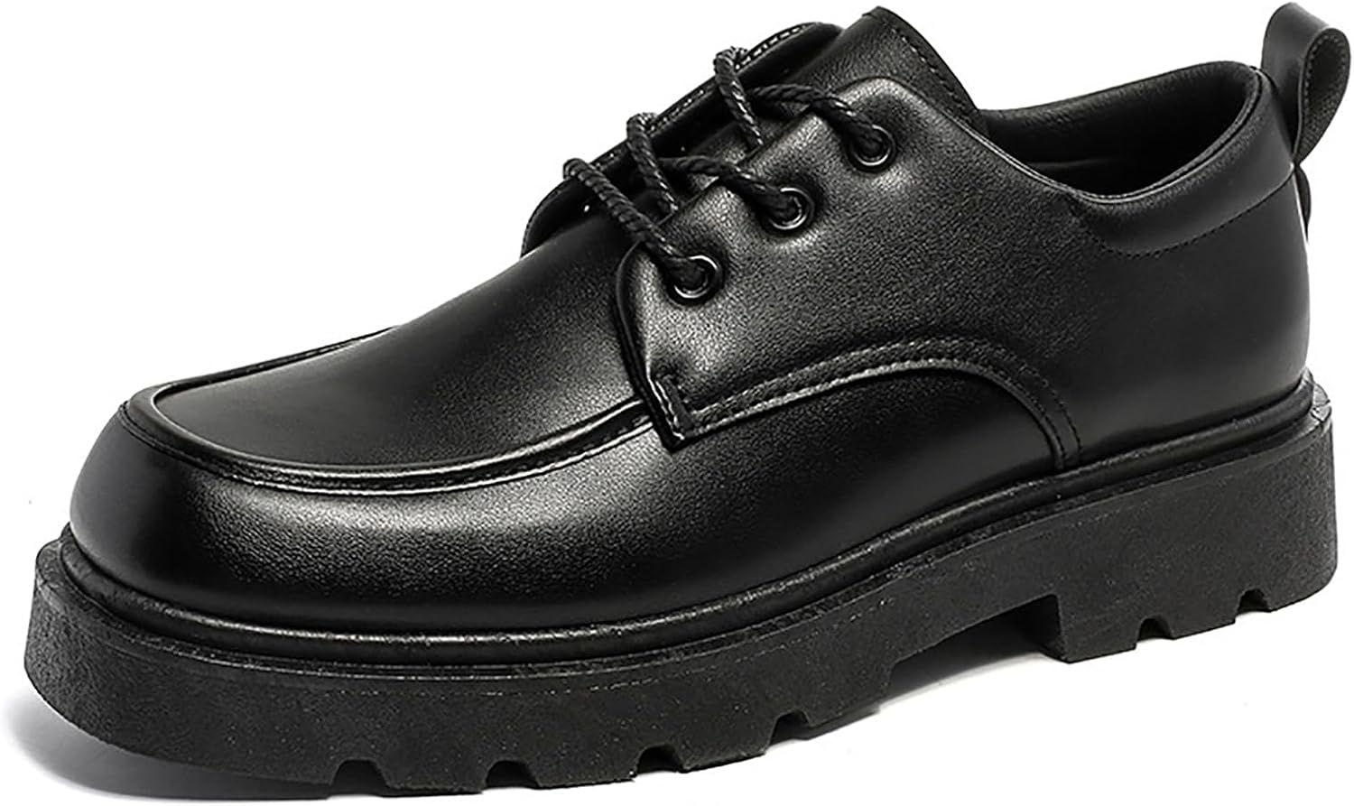 

Мужские кожаные оксфорды на массивной платформе, классический квадратный носок, комфортная шнуровка, каблук-блок, противоскользящая подошва, деловые дерби, повседневная, рабочая, формальная обувь для свадеб, выпускных и работы Qeosnbx, черный