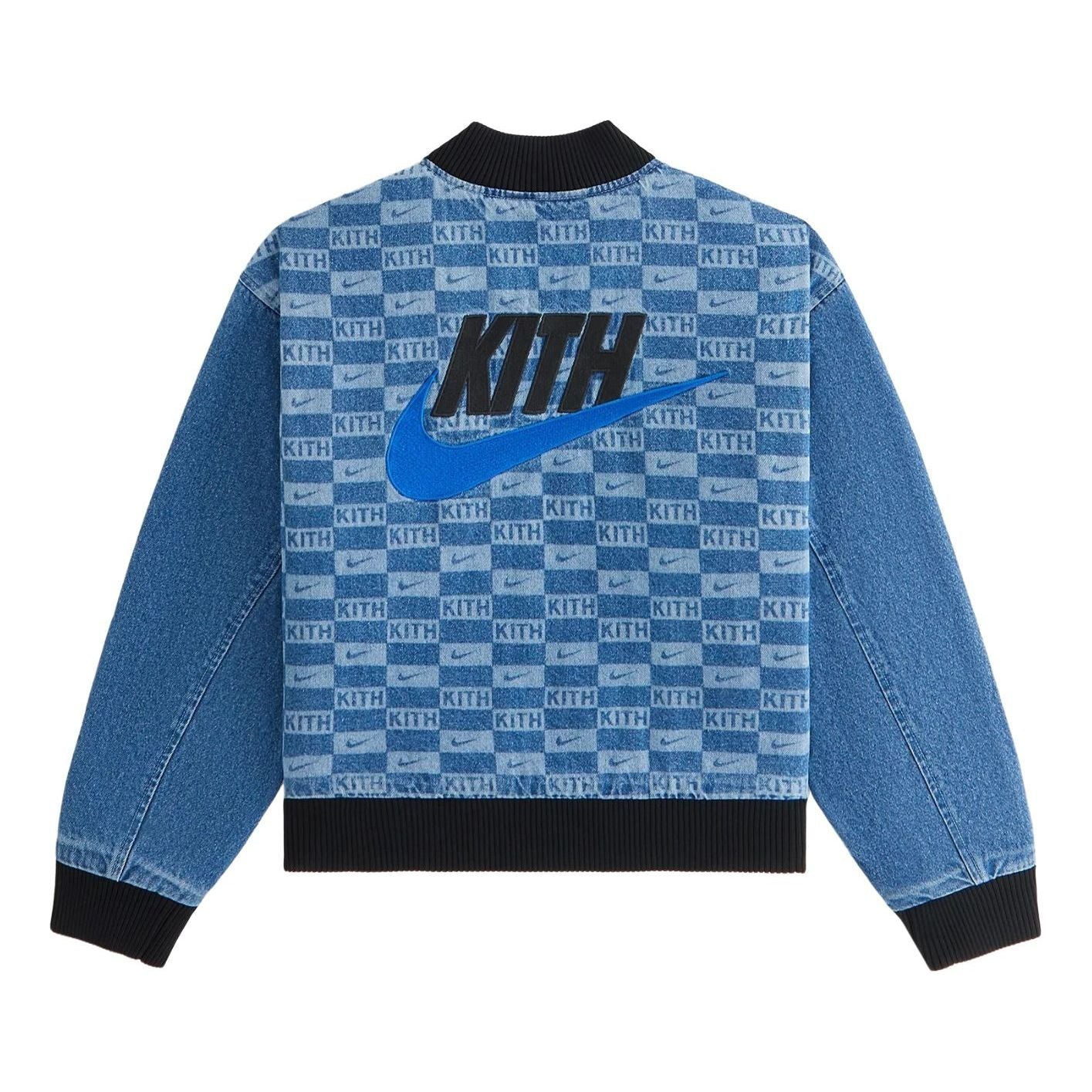 (PS) Джинсовая куртка-бомбер Kith x Nike с лазерной гравировкой, цвет 'Mystic Navy' — фото 2