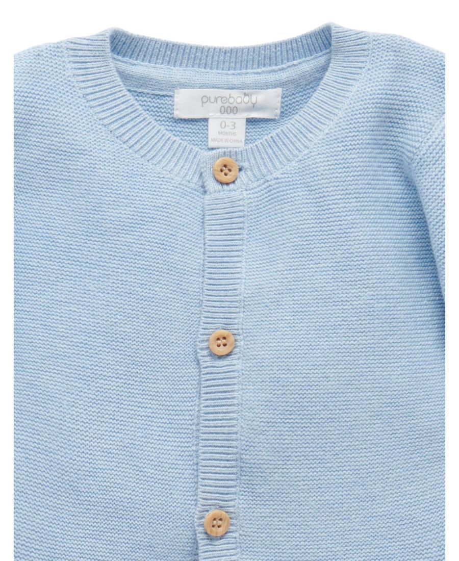Детский кардиган из фактурной вязки для мальчиков Purebaby, Blue melange — фото 3