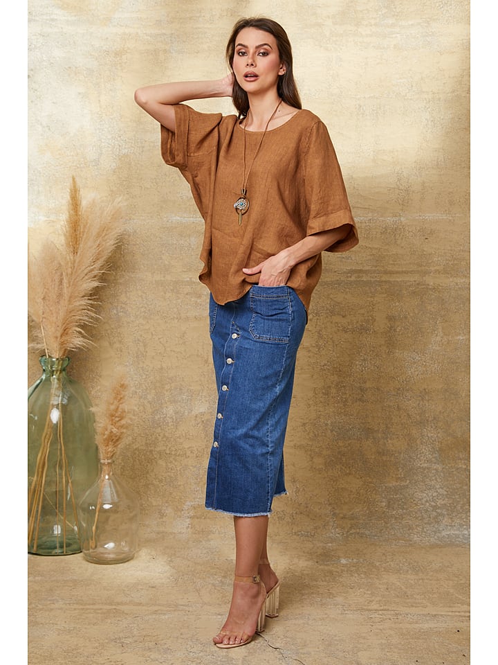 

La Compagnie Du Lin Льняная футболка "Калан" верблюжьего цвета