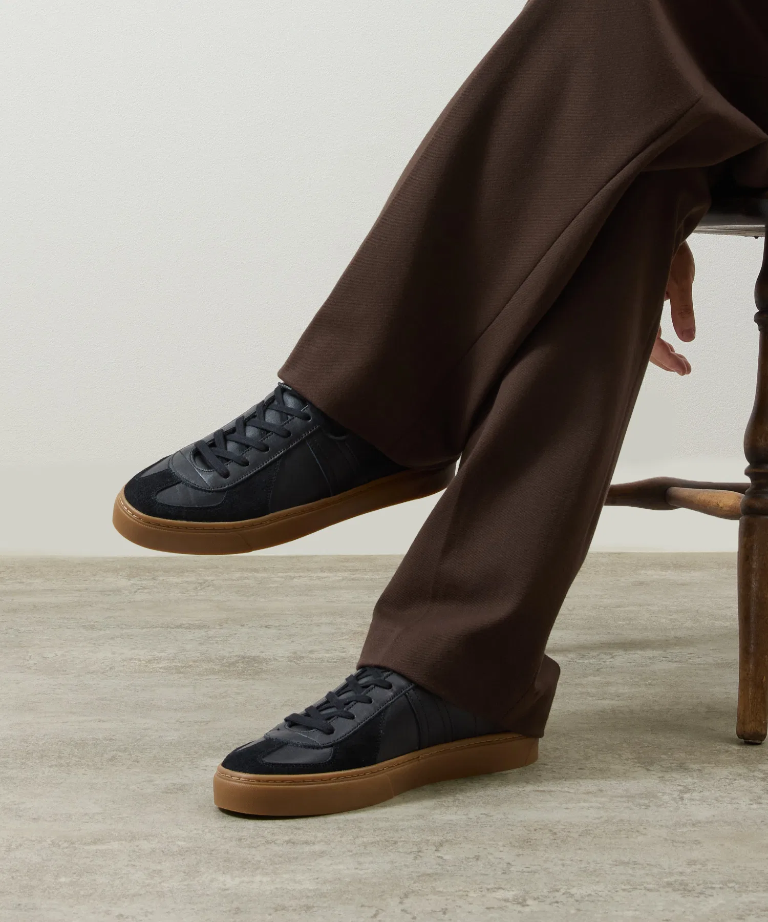Мужские кроссовки из натуральной кожи And A VIBRAM SOLE GERMAN ARMY TRAINER бежевые — фото 2