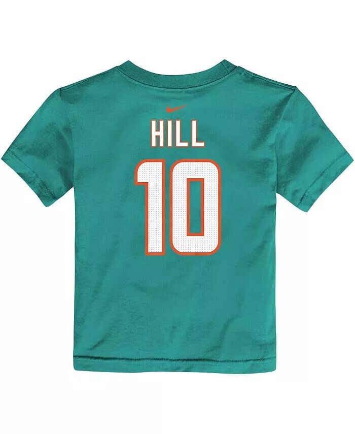 Футболка с именем и номером игрока Tyreek Hill Aqua Miami Dolphins для мальчиков и девочек Nike, синий — фото 2