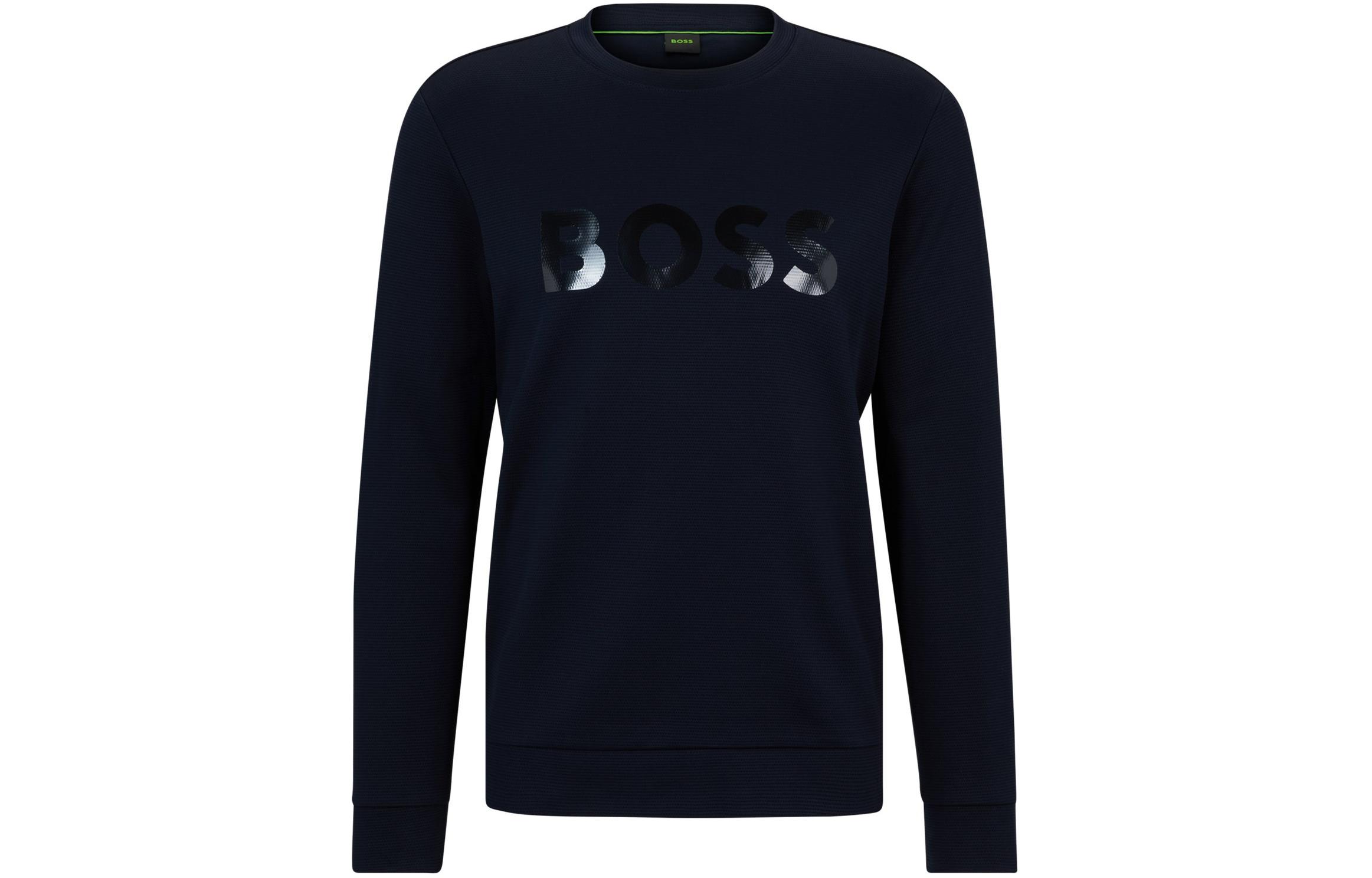 

Футболка с зеркальным логотипом HUGO BOSS, синяя