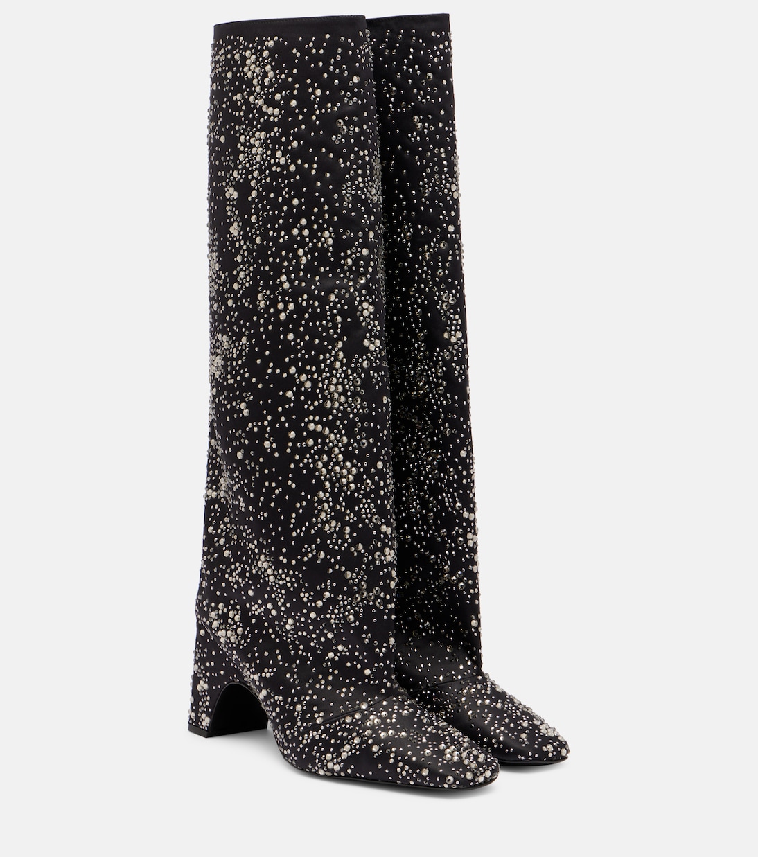 Расшитые высокие сапоги Coperni, Black/Silver