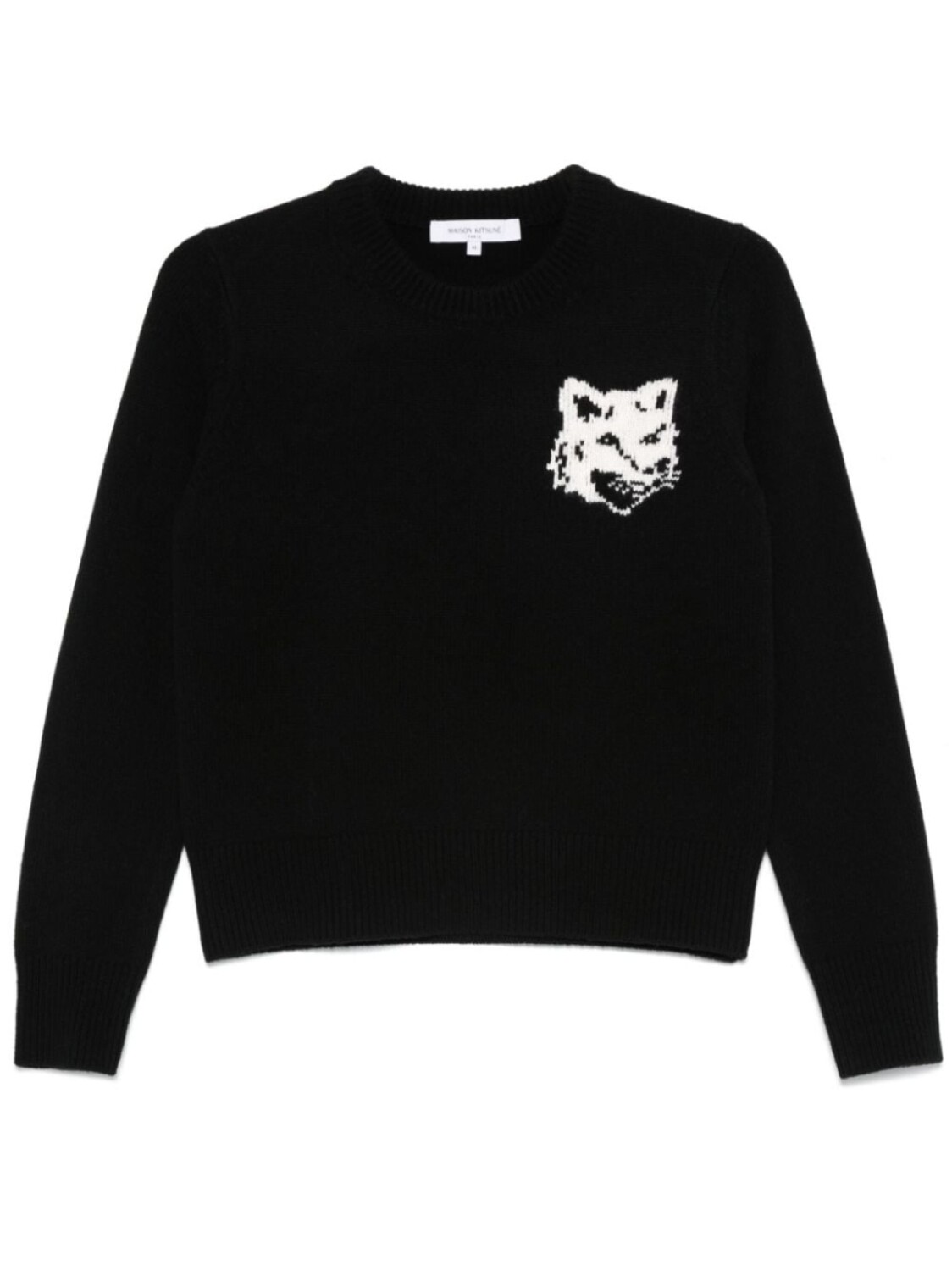 

Maison Kitsuné свитер вязки интарсия с узором Fox Head, черный