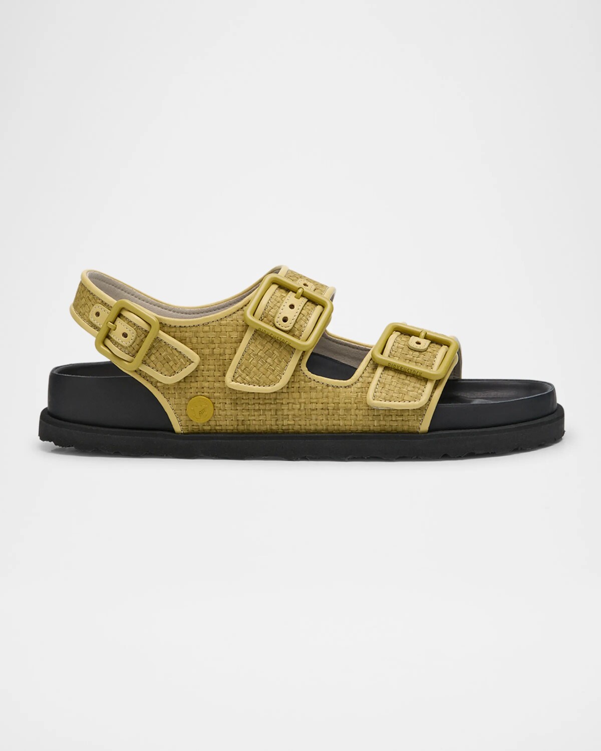 Босоножки Milano с ремешком на пятке и двойной пряжкой из рафии 1774 Birkenstock, цвет Golden Olive