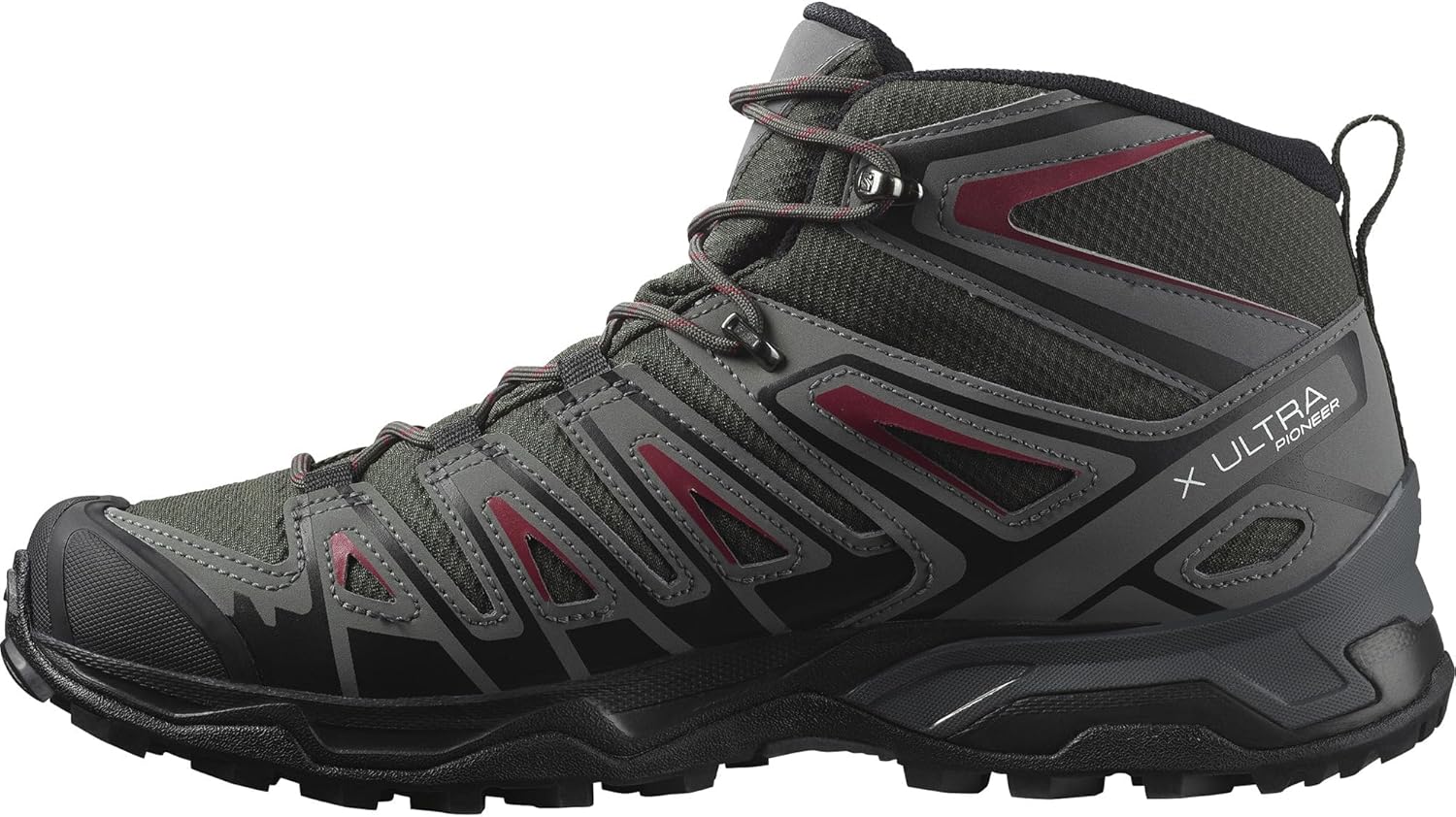 

SALOMON женские треккинговые ботинки X Ultra Pioneer Mid Gore-tex, Peat Quiet Shade Biking Red