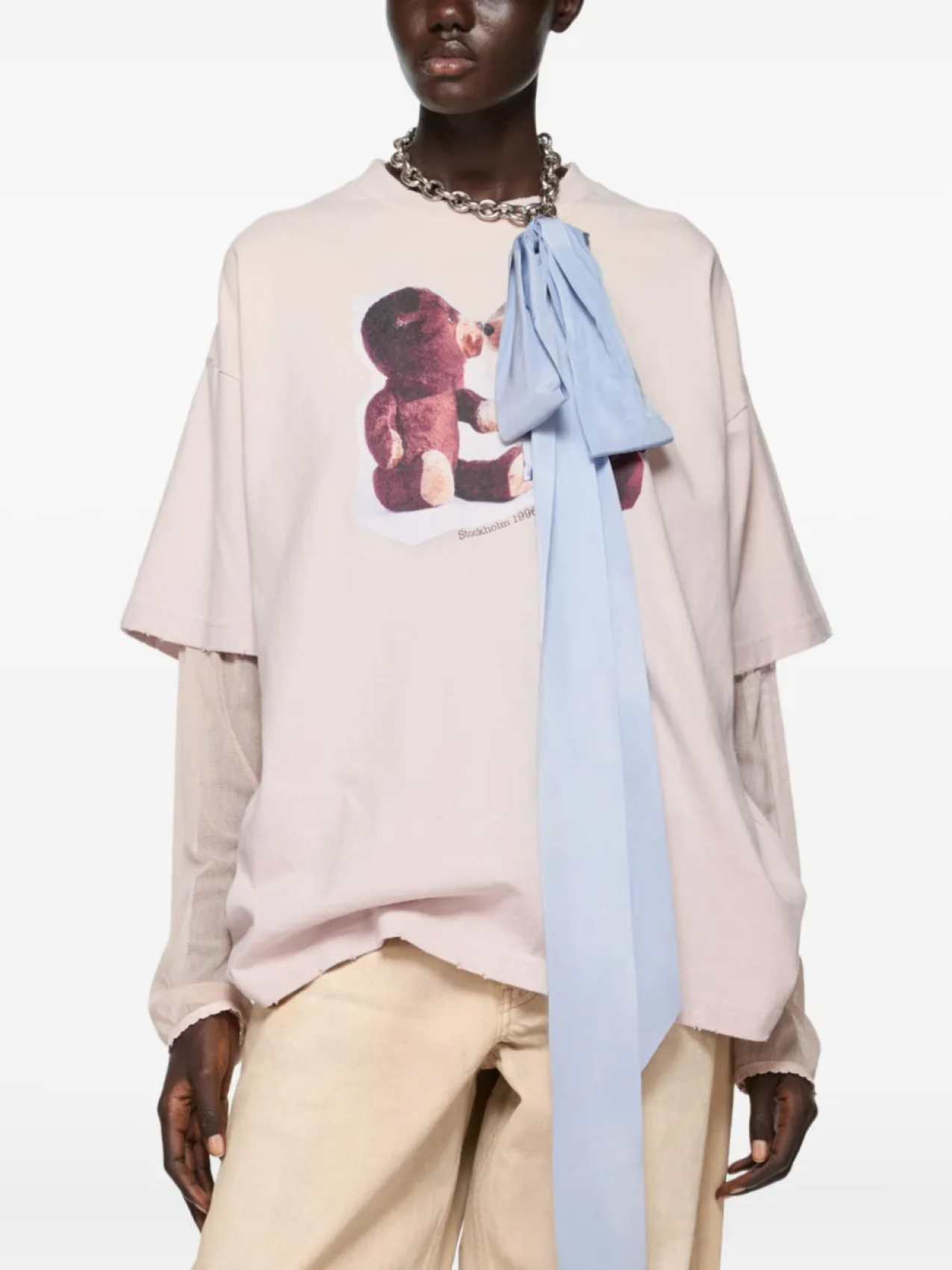 

Футболка с принтом плюшевого мишки Acne Studios, розовый