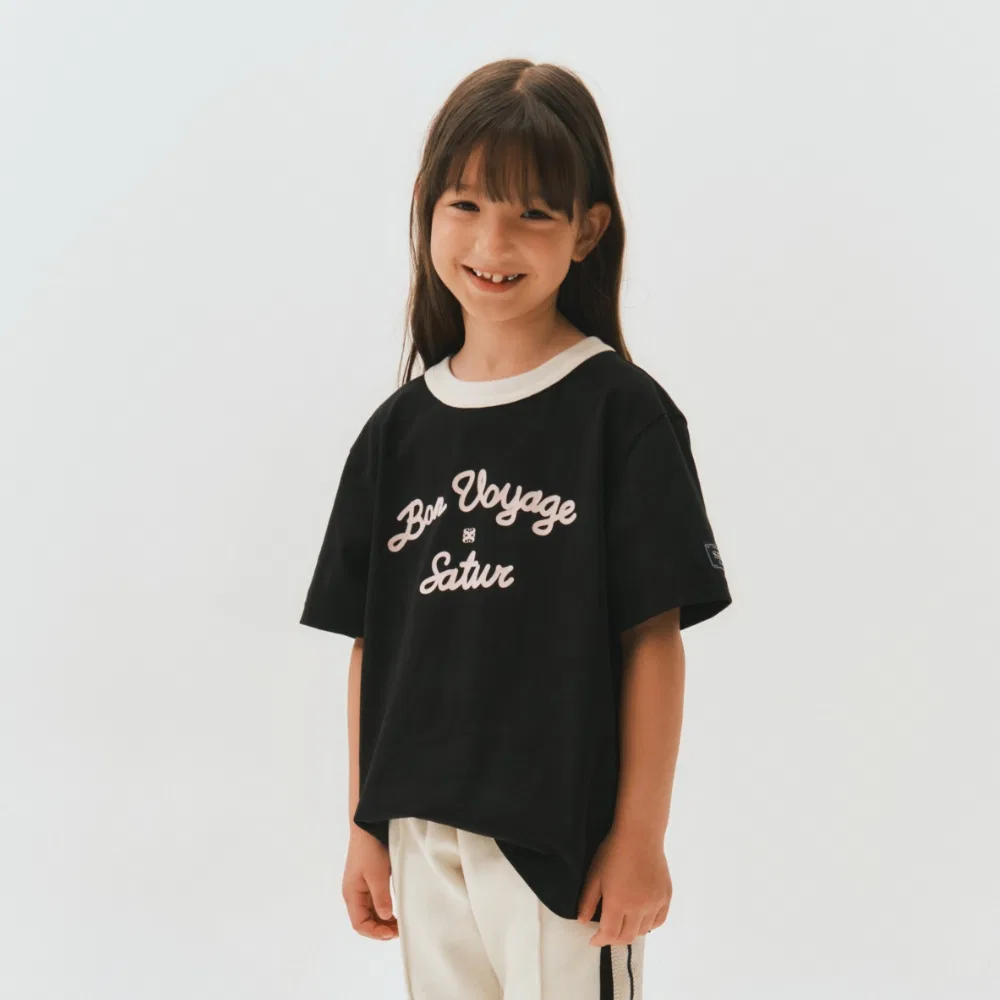 Детская футболка с логотипом Setter Voyage чёрно-розовая от Satur Kids — фото 4