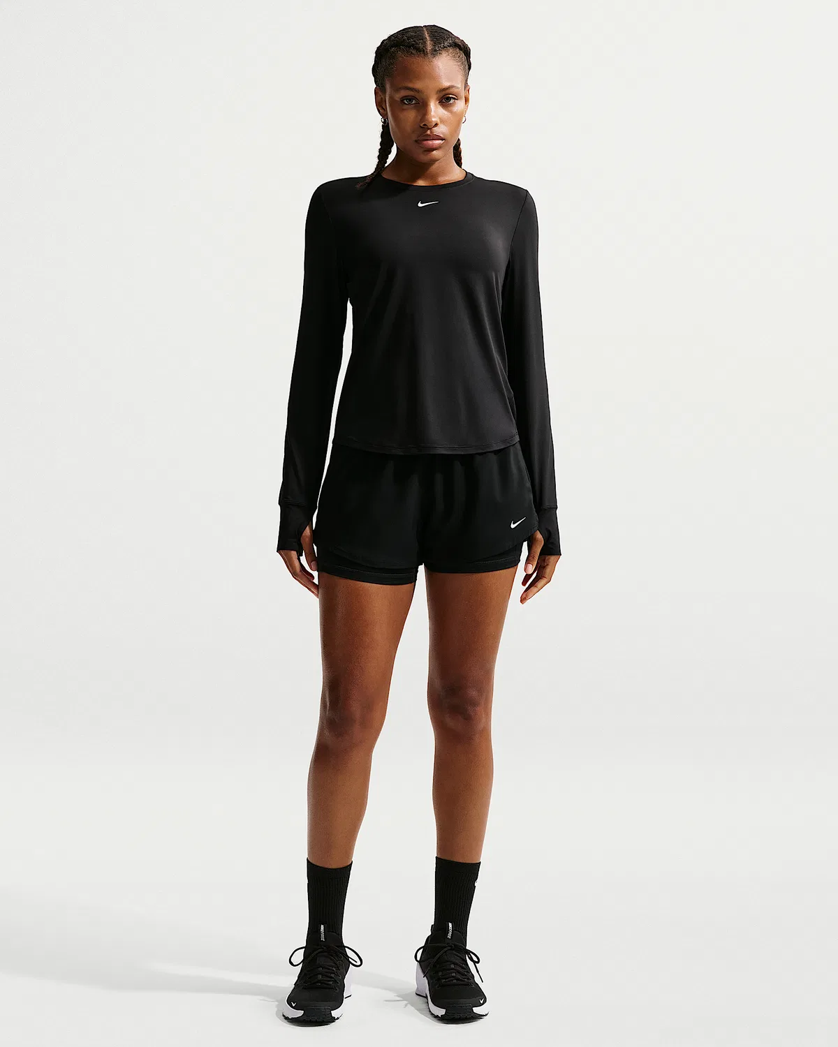 Женский топ Nike One Classic с длинным рукавом Dri-FIT, Black/White — фото 4