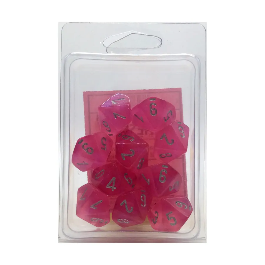 

d10 Розовый с серебром (10) (2-е издание), Dice - Borealis - d10 (Chessex)