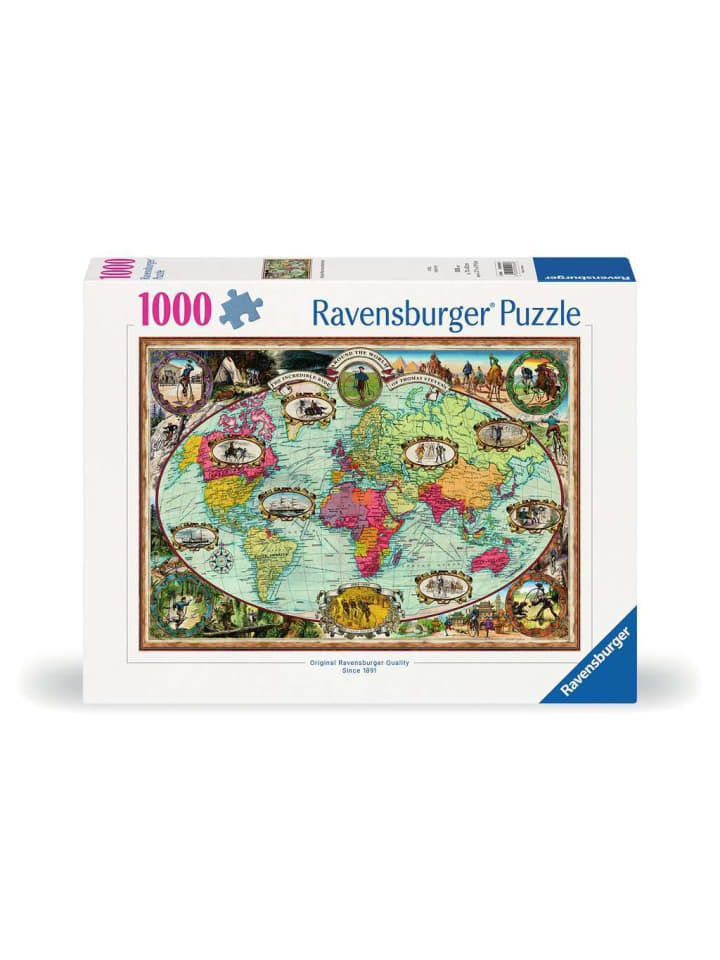 

Пазл Ravensburger, 1000 деталей, «Вокруг света на велосипеде», цветной