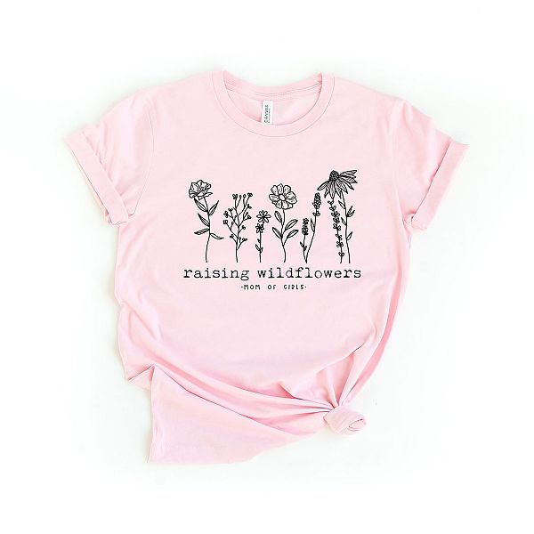 

Футболка с принтом Raising wildflowers mom of girls Simply Sage Market, Pink