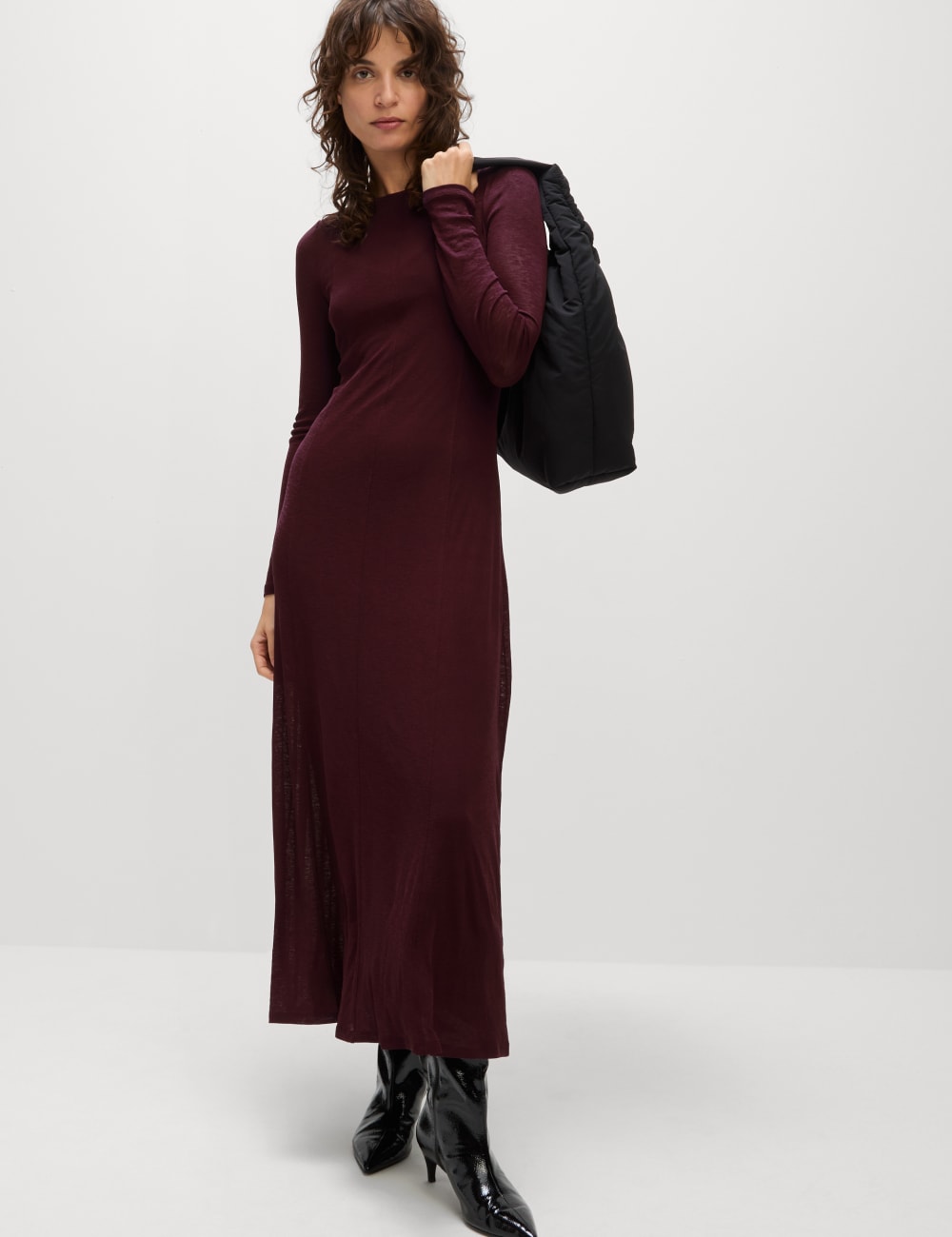 

Платье-футляр миди из сетчатого джерси Marks & Spencer, цвет Dark grape