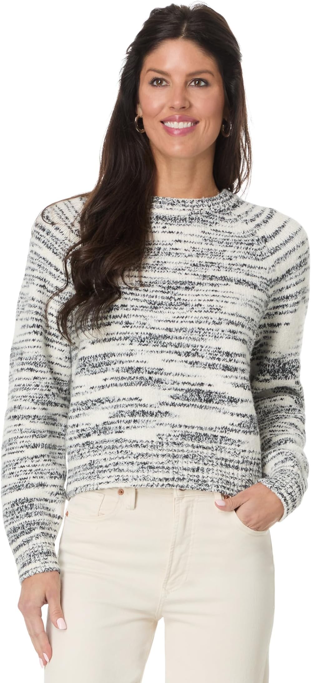 

Свитер Lilla P Ribbed Neck Raglan Sweater, цвет Black Space Dye