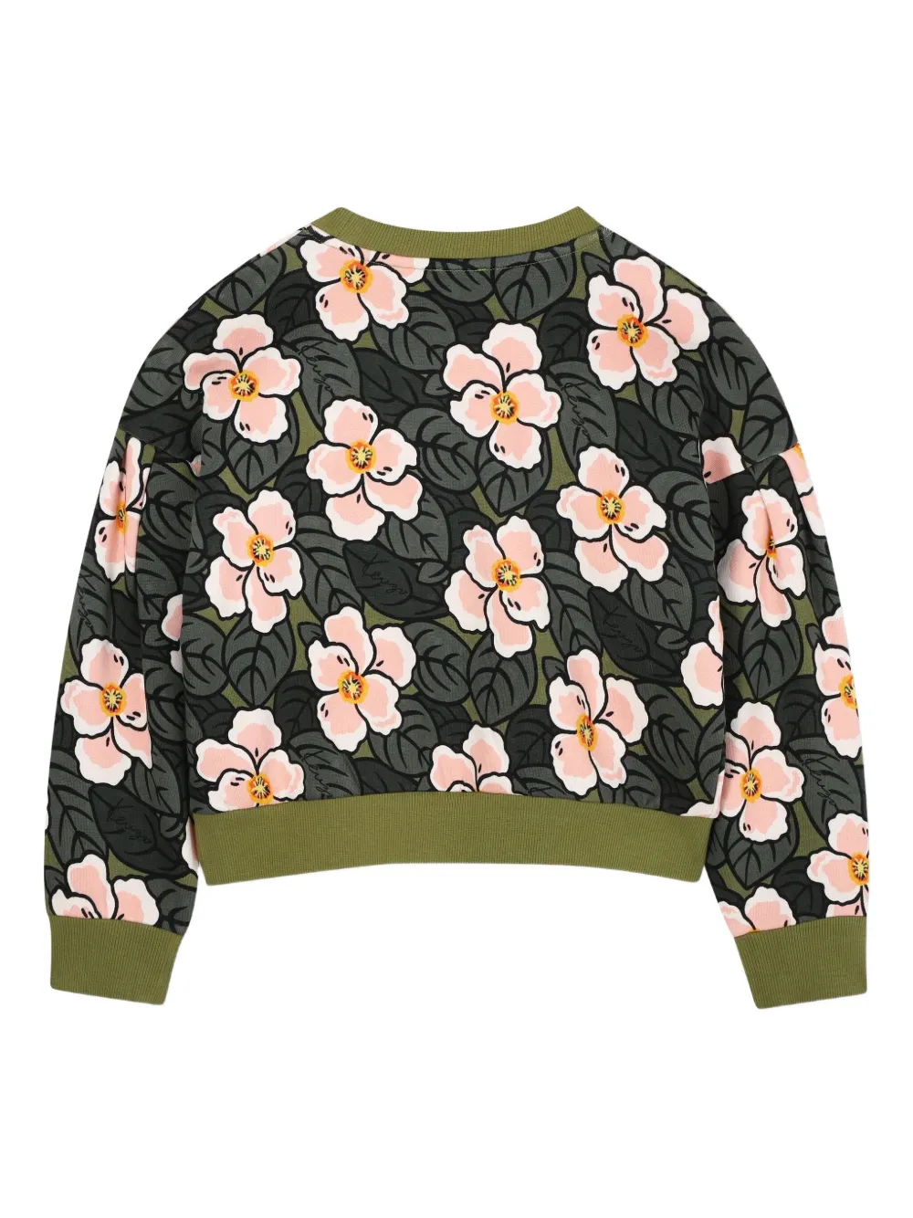 Толстовка с цветочным принтом Kenzo Kids, зеленый — фото 2