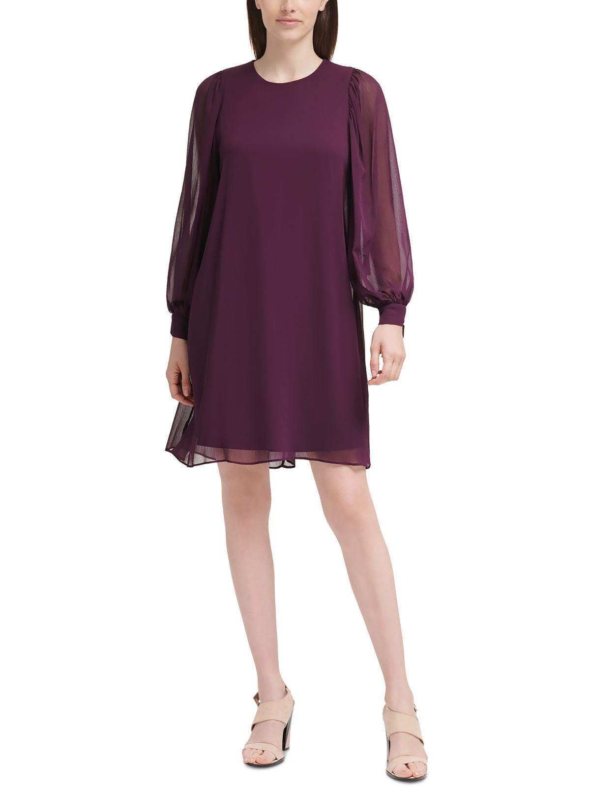 

Платье-футляр из шифона для женщин Petites Calvin Klein, цвет aubergine