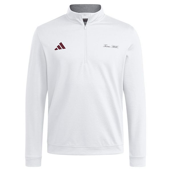 Мужская белая куртка texas a&m aggies elevated quarter-zip Adidas — фото 3