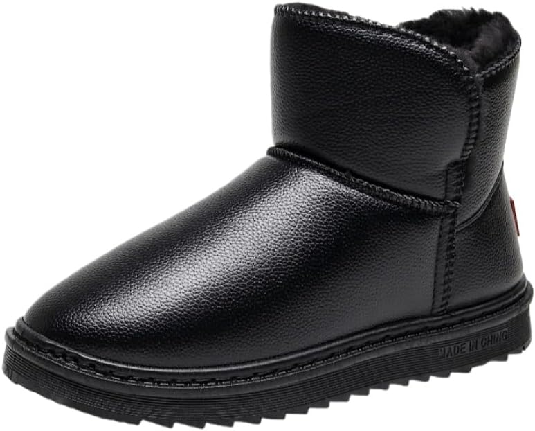 

Зимние теплые мужские снежные ботинки FmShi - водонепроницаемая поверхность из ПУ, противоскользящая и износостойкая подошва из ПВХ, легкие и удобные мужские хлопковые ботинки, черный