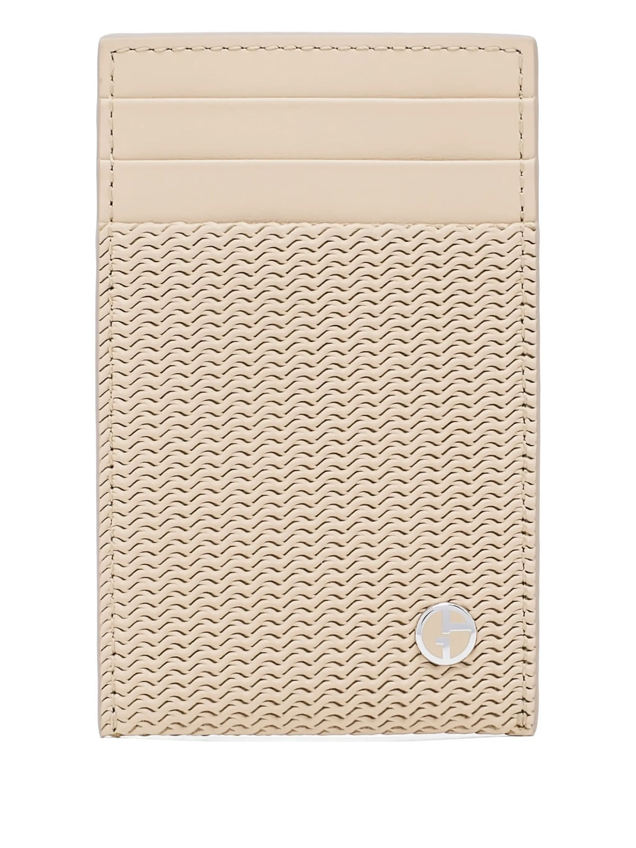 

Фактурный картхолдер с логотипом Giorgio Armani, бежевый