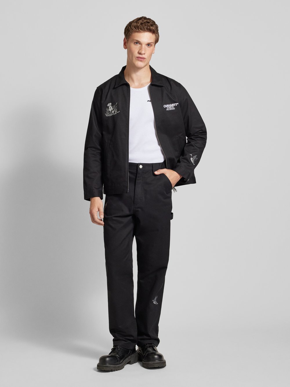

Куртка с этикеткой и узорной вышивкой модель «УТКИ» Carhartt Work In Progress, черный