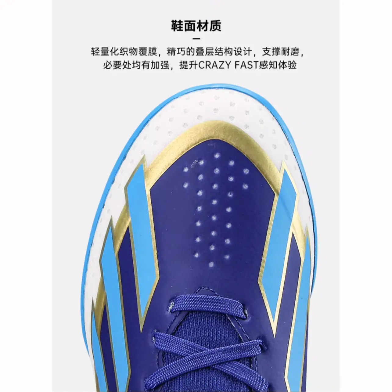 Crazyfast Messi League Turf Lucid Blue Blue Burst Cloud White GS Adidas, Transparent синий/Flash синий/белый — фото 4
