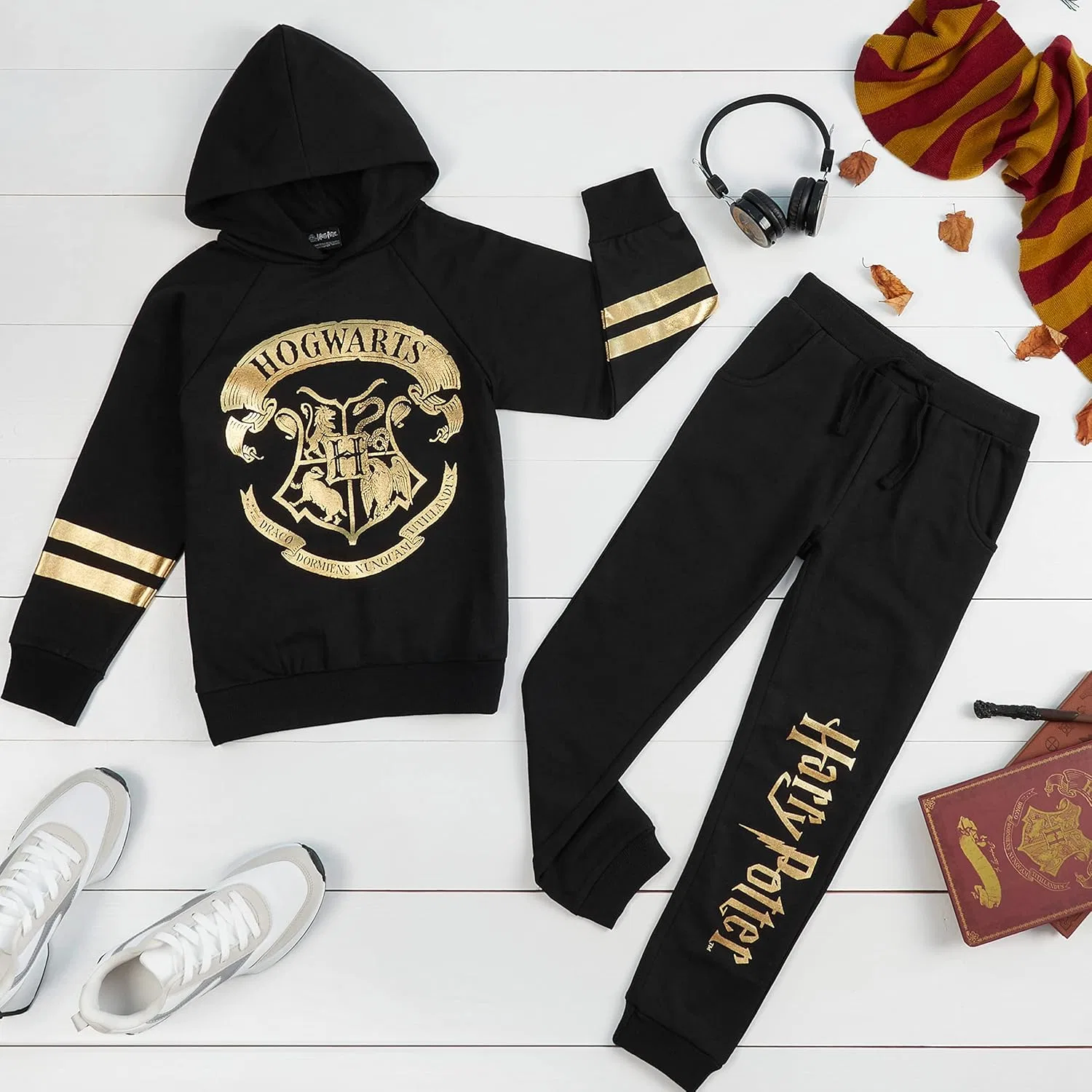 Детский спортивный костюм Harry Potter, худи и брюки, черный/золотой — фото 4