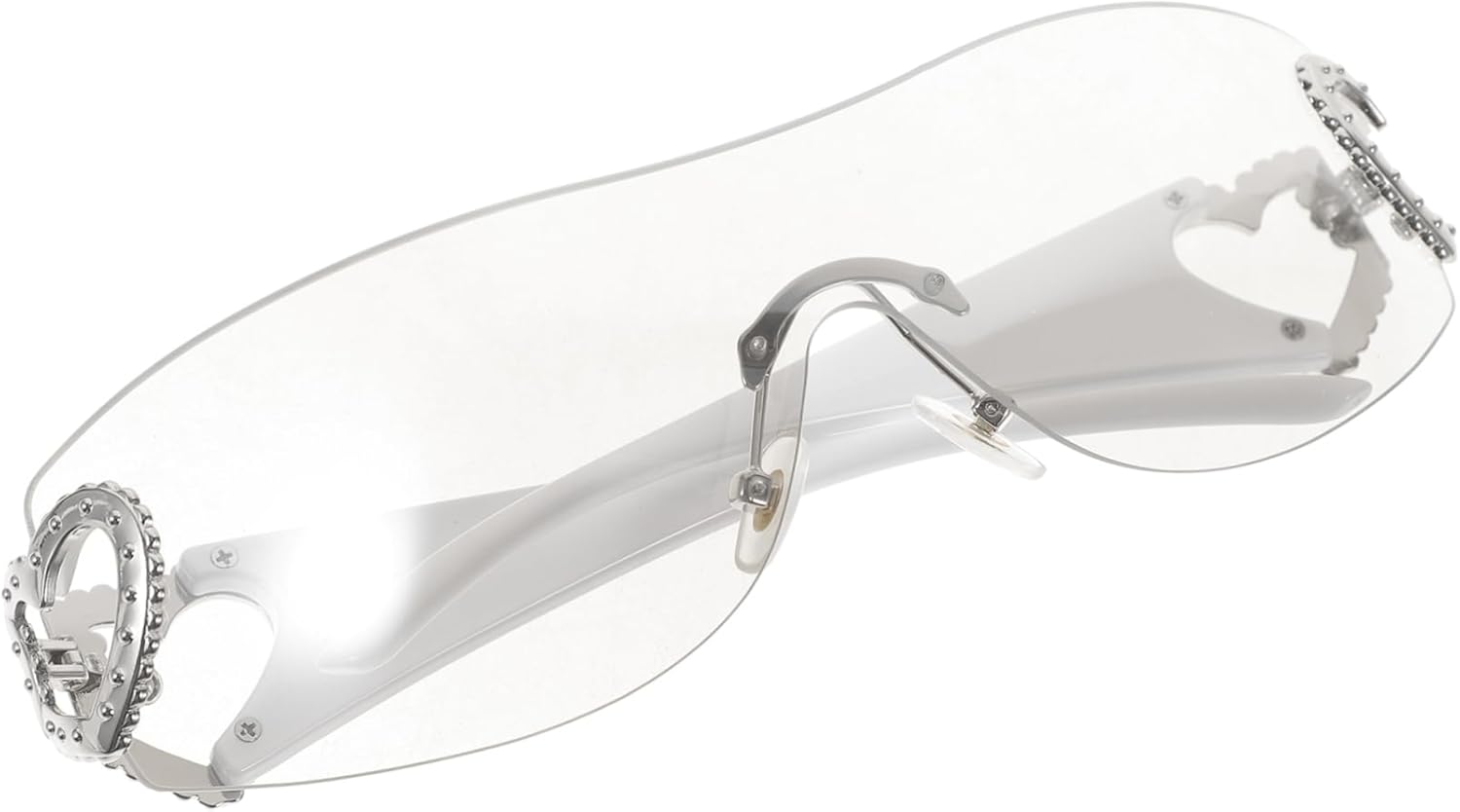 

Солнцезащитные очки без оправы в форме сердца для мужчин и женщин. Забавные солнцезащитные очки в форме сердца. Легкий и удобный дизайн для повседневных прогулок и особых мероприятий. Уникальный стильный аксессуар GLSTOY, White