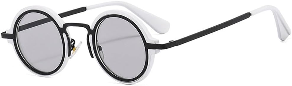 

Круглые солнцезащитные очки в стиле панк для мужчин и женщин - маленькие прозрачные линзы с градиентом - защита от УФ-излучения UV400 - легкие и удобные UYPTK, White Light Gray