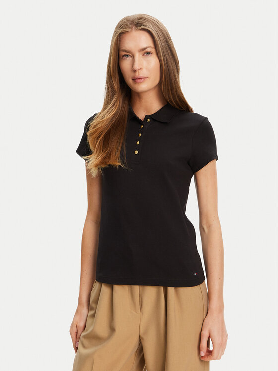 

Поло slim fit Gold Button WW0WW45768 Tommy Hilfiger, чёрный