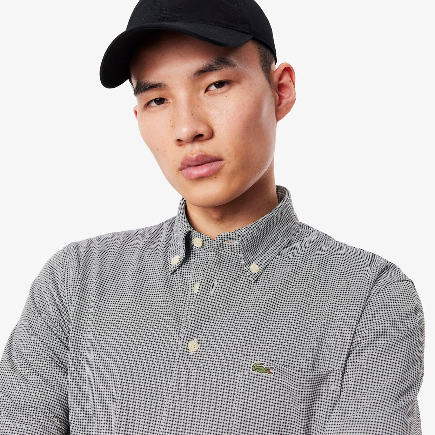 Мужская поло-рубашка Lacoste в мелкую клетку, дезодорирующая, быстросохнущая, с защитой от УФ-излучения, черный — фото 2