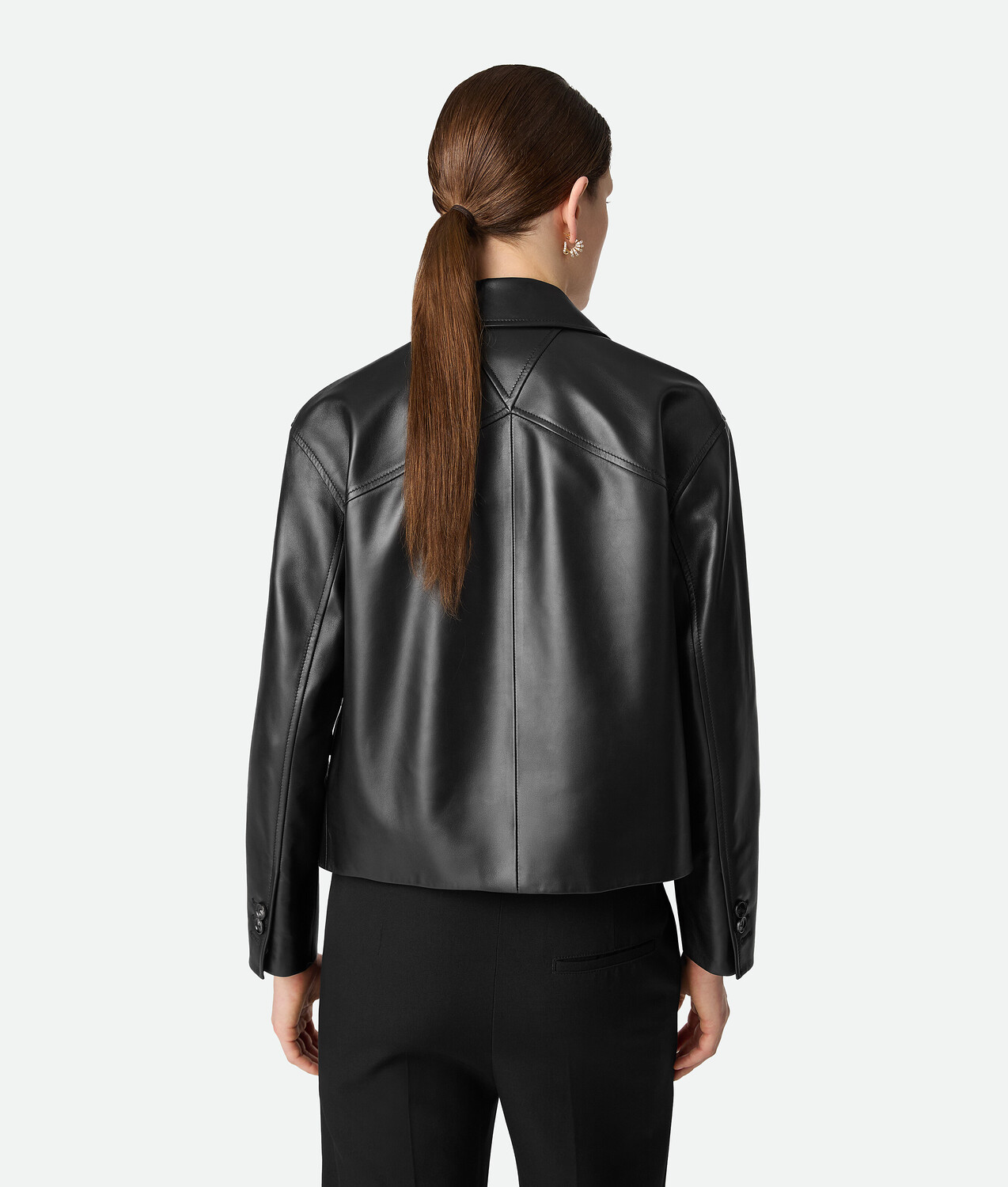 Leather kimono blouson BOTTEGA VENETA, черный — фото 3