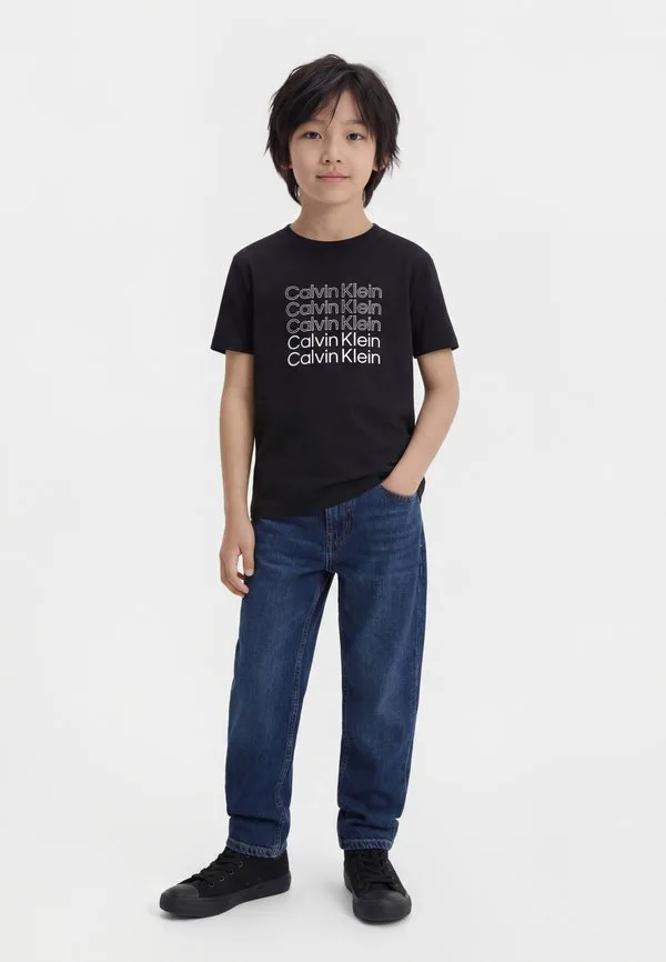 Футболка унисекс с принтом логотипа stacked Calvin Klein Jeans, Black