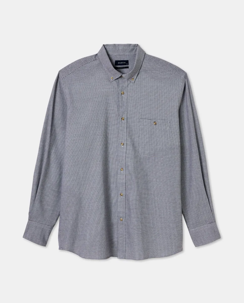 

Мужская рубашка с длинным рукавом больших размеров из ткани виллела с узором «гусиная лапка», классическая Dustin, темно-синий