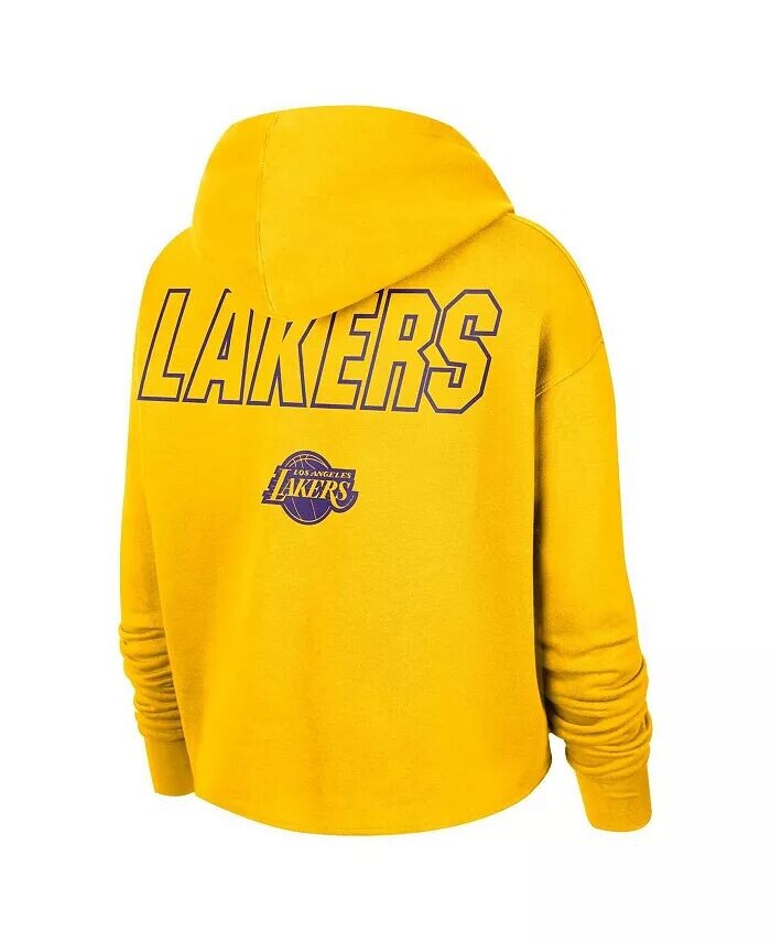 Женский укороченный пуловер с капюшоном Los Angeles Lakers Courtside цвета золотого цвета Nike — фото 4