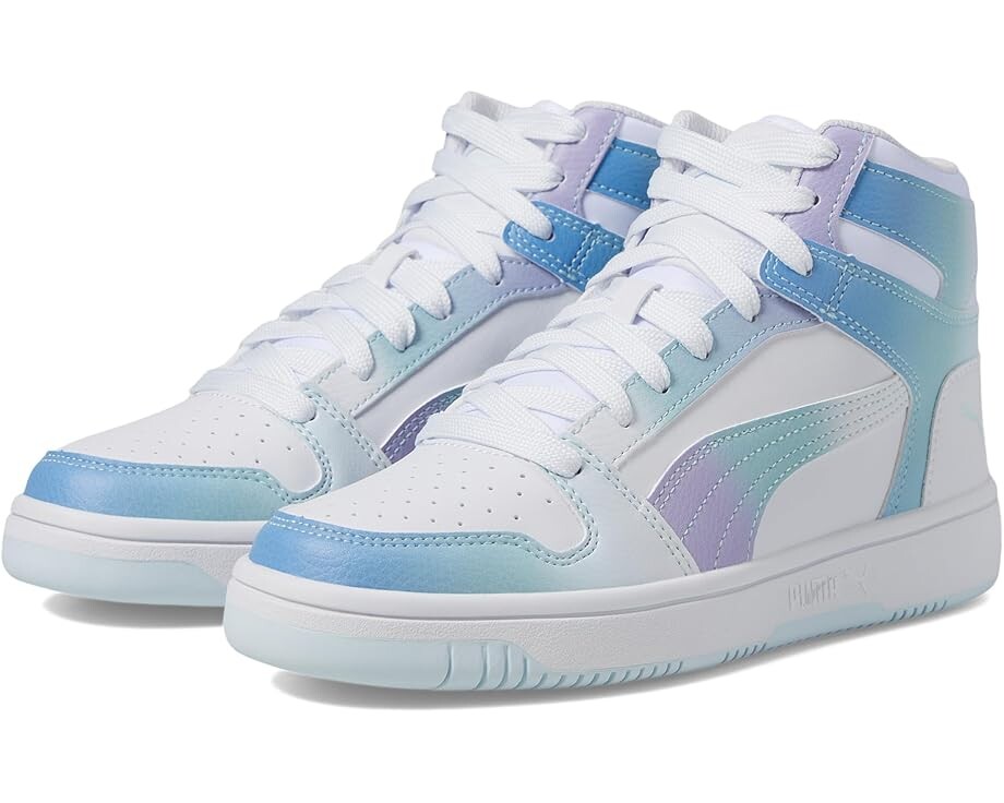 

Кроссовки PUMA Kids Rebound Layup, цвет Puma White/Vivid Violet/Turquoise Surf