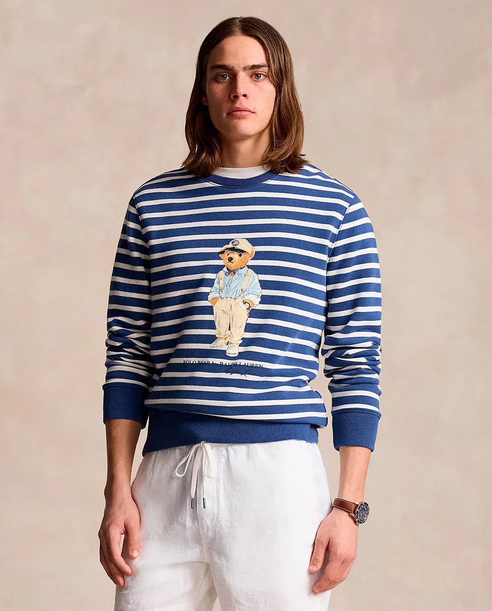 

Мужская полосатая толстовка с принтом Polo Bear Polo Ralph Lauren, цвет Azul Cantábrico