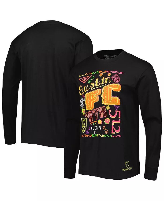 

Мужская черная футболка Austin FC Papel Picado с длинным рукавом Mitchell & Ness