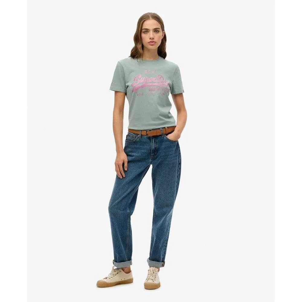 Футболка с коротким рукавом Superdry Vl Rhinestone Slim, серый — фото 4