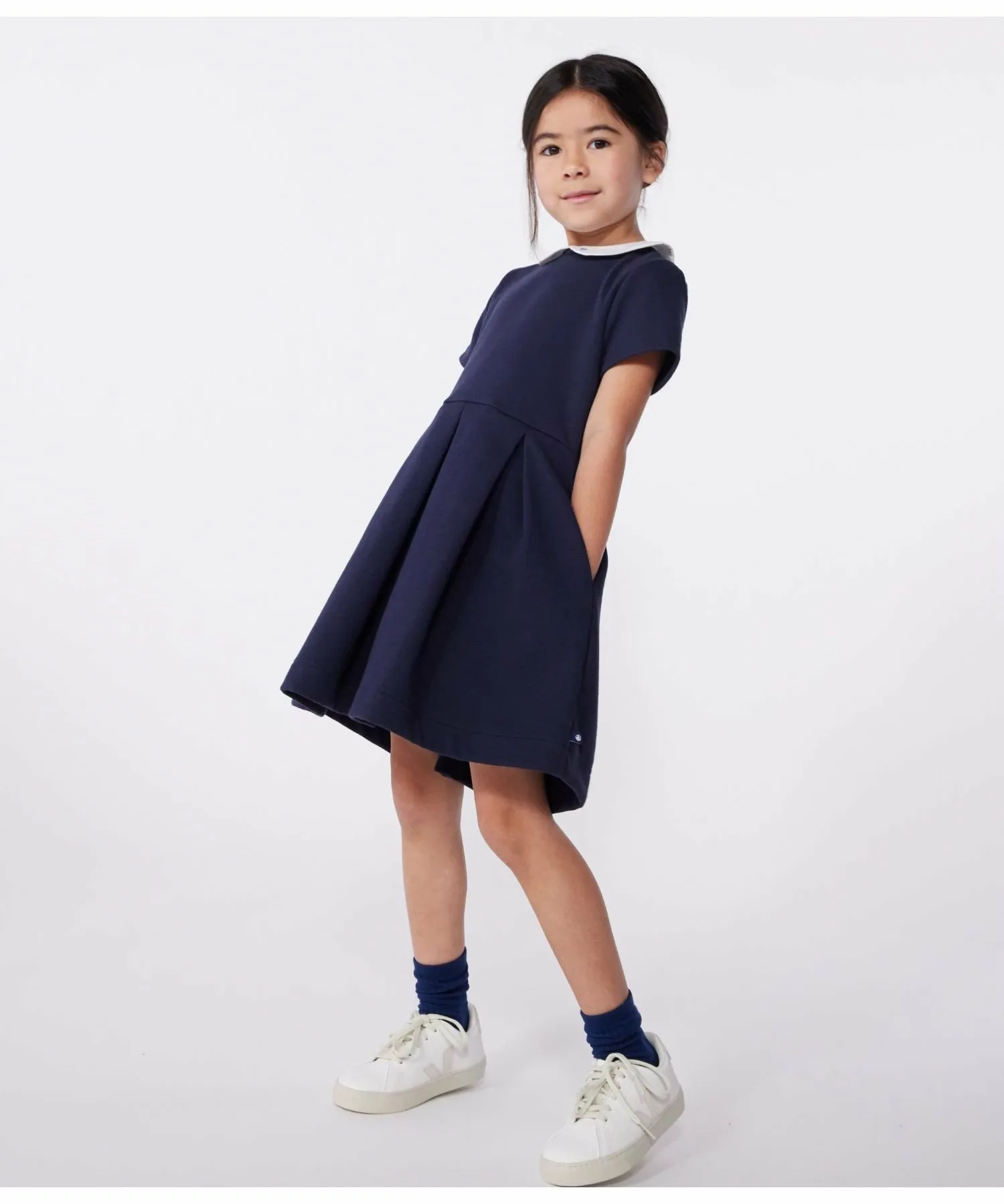 Платье с короткими рукавами PETIT BATEAU, Navy