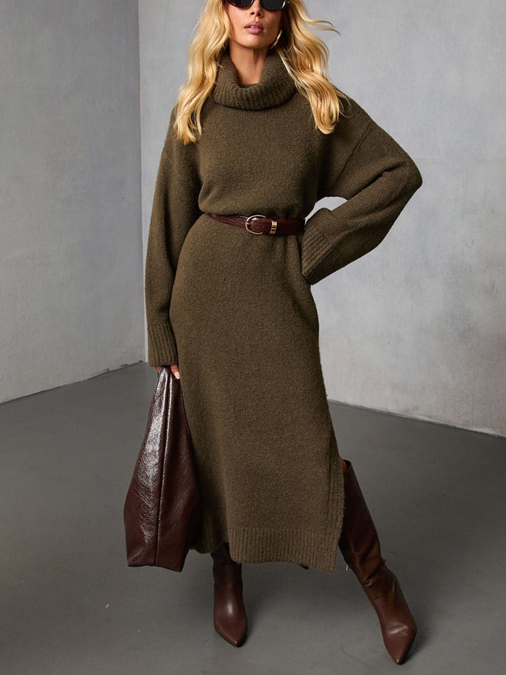 

Milan Kiss Вязаное платье цвета хаки