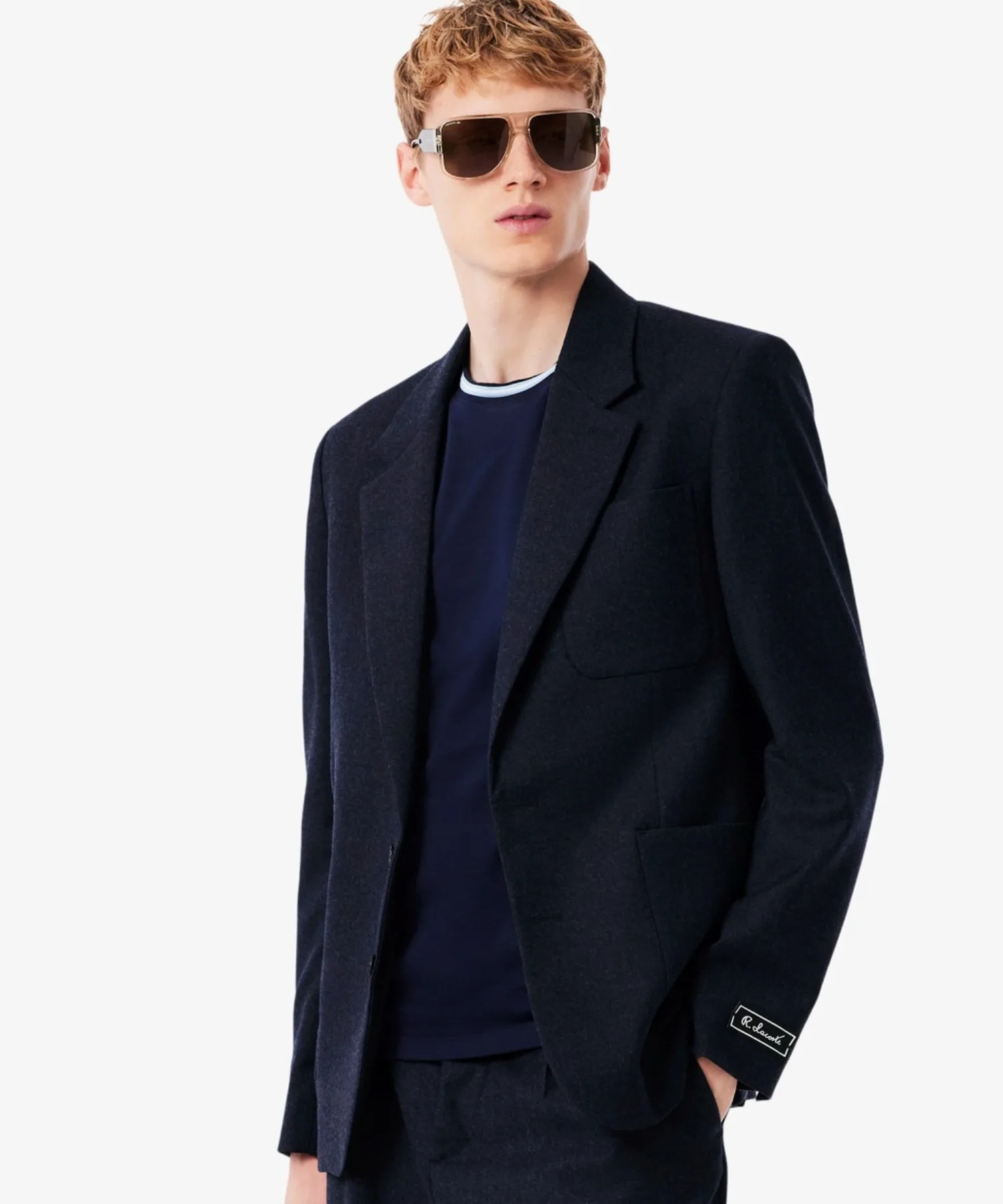 Блейзер Lacoste мужской из валяной шерсти, текстурированный, синий