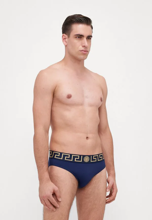 Плавки с низкой посадкой vita с новым логотипом Versace, Blue/Gold — фото 4