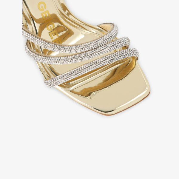 Сандалии на каблуке Kg Kurt Geiger Savanna с декором, золотой — фото 3