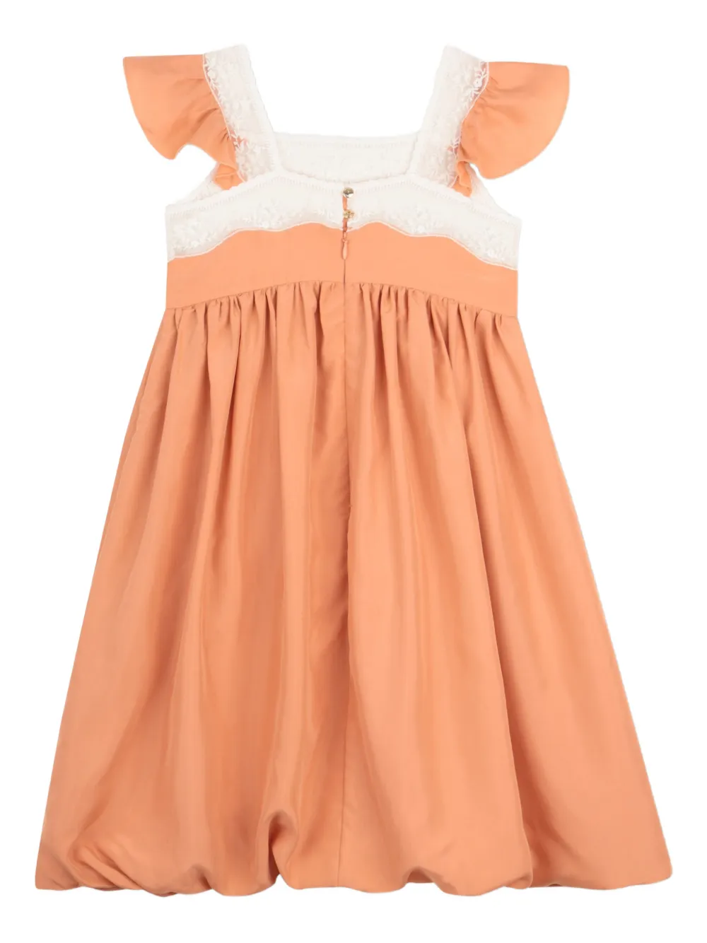 Платье с оборками и кружевной отделкой Chloé Kids, оранжевый — фото 2